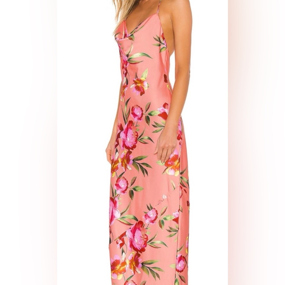 NBD Nicolette Pink Floral Maxi Gown in the Watercolor Rose print New XS